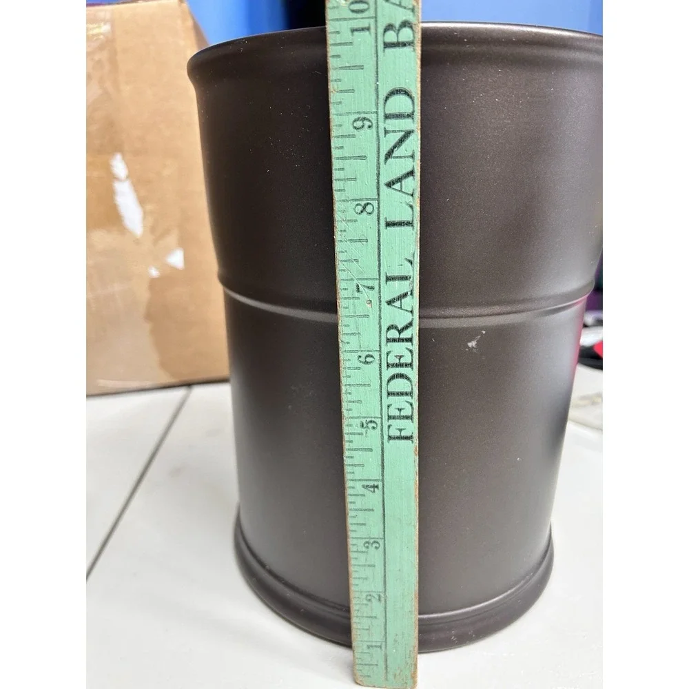 Metal Canister Dark Brown 10 x 8 Inches